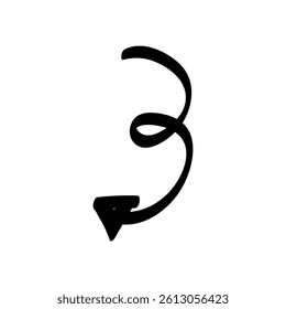 Doodle of a curved arrow shaped like the number three
