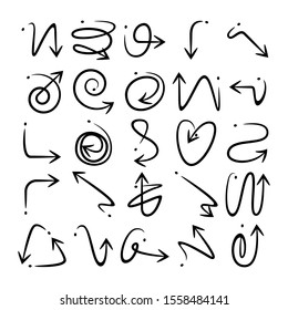 doodle curved arrows icons vector set 
