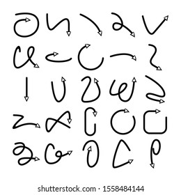 doodle curved arrows icons vector set 