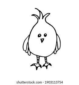 Doodle cute abstract chicken on white background isolated. It can be used in seasonal design for Easter, for children's textiles, postcards, notebooks