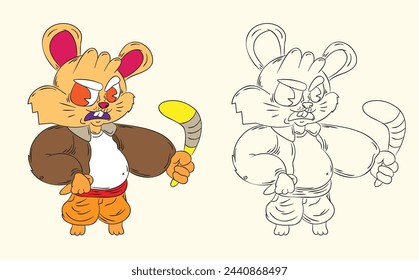doodle cute animal illustration for book coloring page