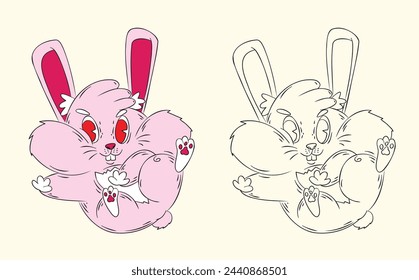 doodle cute animal illustration for book coloring page