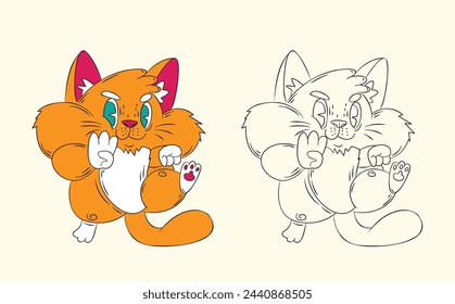 doodle cute animal illustration for book coloring page