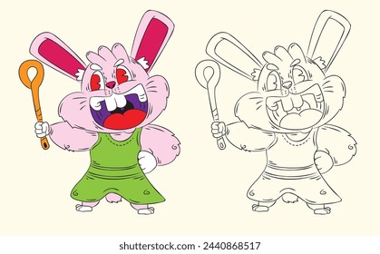 doodle cute animal illustration for book coloring page