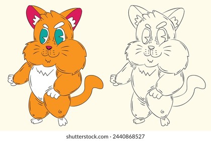 doodle cute animal illustration for book coloring page
