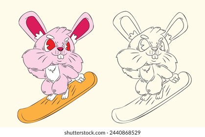 doodle cute animal illustration for book coloring page