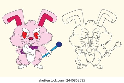 doodle cute animal illustration for book coloring page