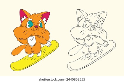 doodle cute animal illustration for book coloring page