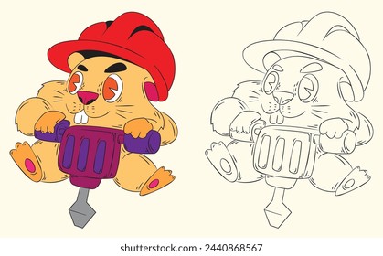 doodle cute animal illustration for book coloring page