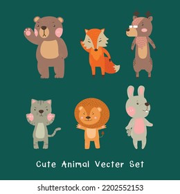 doodle lindo conjunto de vector animal