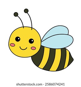 Doodle Cute Bee flying clipart vector. Cute Bee flying coloring pages for kids. Trace and color animal outline of cute Bee flying tracing worksheet kindergarten and preschool activity. Honey bee fly. 