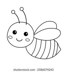 Doodle Cute Bee flying clipart vector. Cute Bee flying coloring pages for kids. Trace and color animal outline of cute Bee flying tracing worksheet kindergarten and preschool activity. Honey bee fly. 