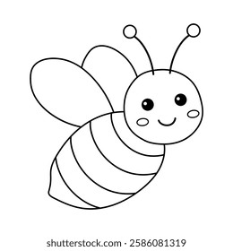 Doodle Cute Bee flying clipart vector. Cute Bee flying coloring pages for kids. Trace and color animal outline of cute Bee flying tracing worksheet kindergarten and preschool activity. Honey bee fly.