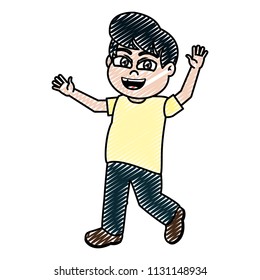 doodle cute boy child with clothes and hairstyle