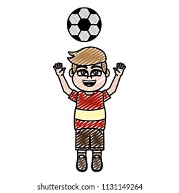 doodle cute boy child playing with ball