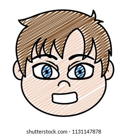 doodle cute boy head with facial expression