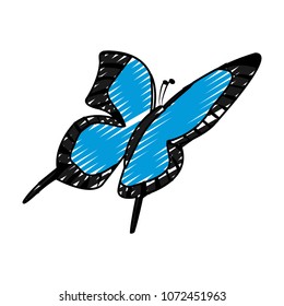 doodle cute butterfly insect animal with wings