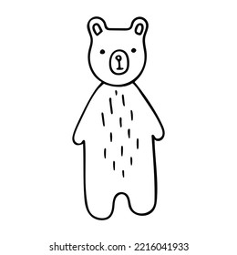 Doodle eines süßen Cartoon-Bären. Handgezeichnete Vektorgrafik von Waldtieren einzeln auf weißem Hintergrund. Element für kindliches Design.