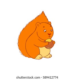 Doodle cute cartoon colored forest squirrel