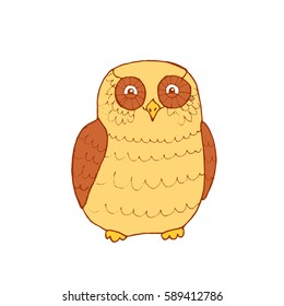 Doodle cute cartoon colored forest owl