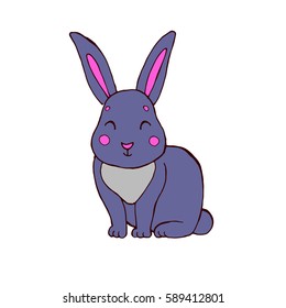 Doodle cute cartoon colored forest rabbit