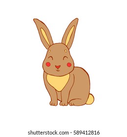 Doodle cute cartoon colored forest rabbit