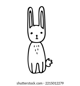 Doodle of cute cartoon hare. Hand drawn vector illustration of forest animal isolated on white background. Element for childish design.