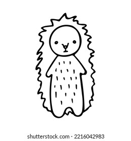 Doodle of cute cartoon hedgehog. Hand drawn vector illustration of forest animal isolated on white background. Element for childish design.