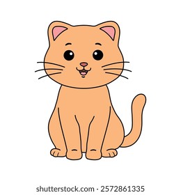 Doodle cute cat isolated on white background vector. Cat coloring page for kindergarten and preschool worksheets for kids printable. Trace and color Cat. Cute kitten.