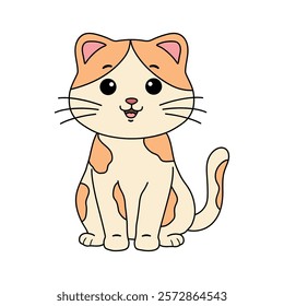 Doodle cute cat isolated on white background vector. Cat coloring page for kindergarten and preschool worksheets for kids printable. Trace and color Cat. Cute kitten.