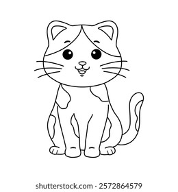 Doodle cute cat isolated on white background vector. Cat coloring page for kindergarten and preschool worksheets for kids printable. Trace and color Cat. Cute kitten.