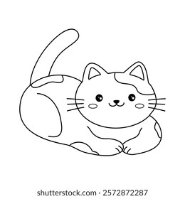 Doodle cute cat isolated on white background vector. Cat coloring page for kindergarten and preschool worksheets for kids printable. Trace and color Cat. Cute kitten.