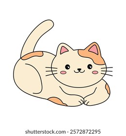 Doodle cute cat isolated on white background vector. Cat coloring page for kindergarten and preschool worksheets for kids printable. Trace and color Cat. Cute kitten.