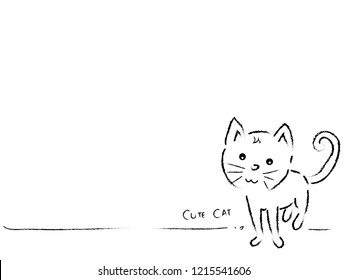 The doodle Cute cat on white background. copy space.