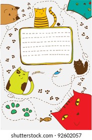 Doodle cute cats background. may be used as an invitation.