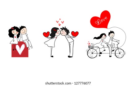 Doodle cute couples set 