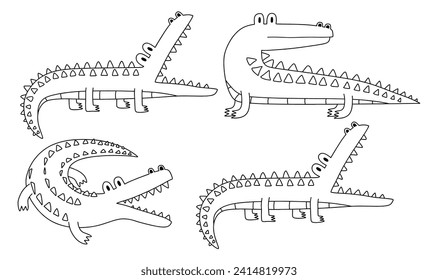 Doodle of cute crocodile sketch. outline vector illustration.
