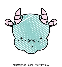 doodle cute dragon head with horns style