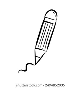 Doodle cute drawing pencil. Hand drawn sketch pencil