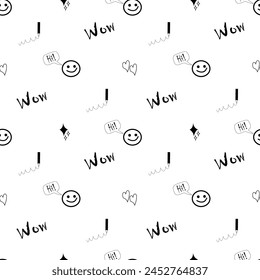 doodle, cute elements, heart, stars, arrows, vector, pattern