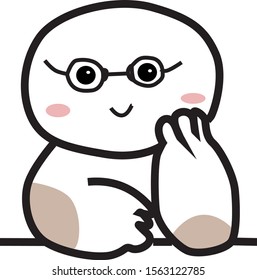 doodle of cute fat people think about something