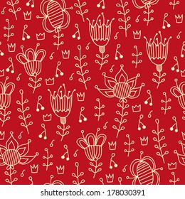 Doodle cute floral spring seamless pattern