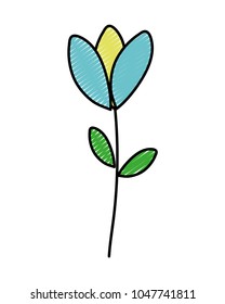 doodle cute flower with nature leaves and petals