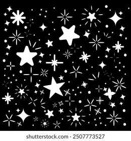 Doodle cute glitter pen line elements, arrow, star, sparkle decoration symbol set icon. Simple sketch line style emphasis, attention, pattern elements. Vector illustration.