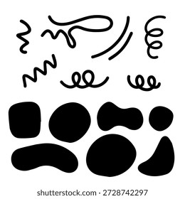 Doodle cute glitter pen line elements. sparkle decoration symbol set icon. Simple sketch line style emphasis, attention, pattern elements. Vector illustration.