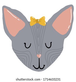 Doodle cute grey kitty vector