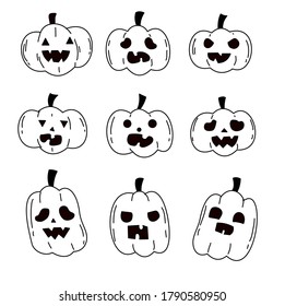 Doodle cute halloween pumpkin face