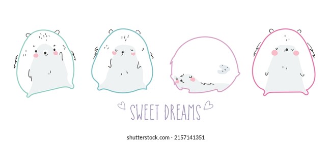 Doodle Cute hand drawing funny animal parade greeting card cartoon 