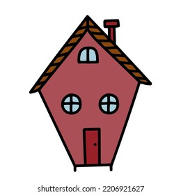 Doodle cute hand drawn houses vector isolated illustration. Kids print. Nursery room decoration. Print for stickers, children book, posters.