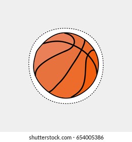 Doodle cute hand drawn illustration of a basket ball on the grey background. 